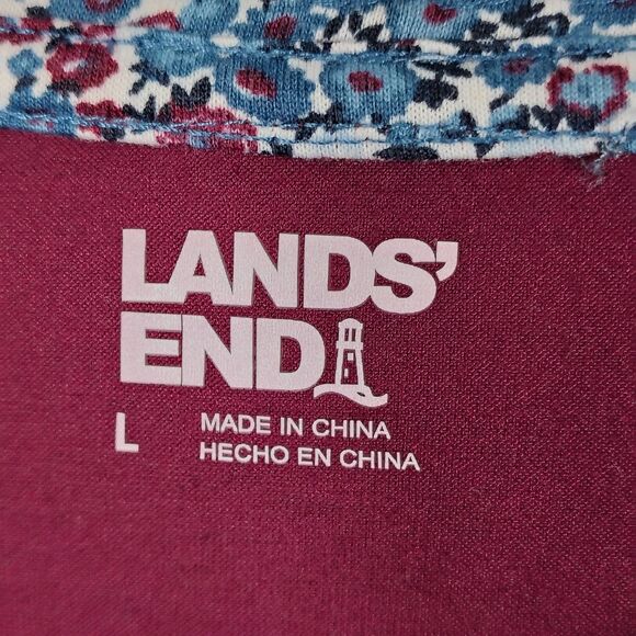 Lands End Womens Sz L Red Solid Long Sleeve Shirt - Picture 7 of 13